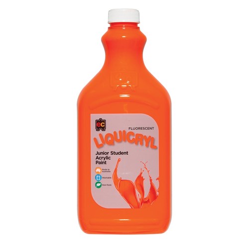 EC Liquicryl Fluorescent Junior Student Acrylic Paint - Orange - 2L