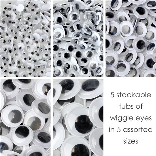 Wiggle Eyes - Black Assortment - Tub of 560