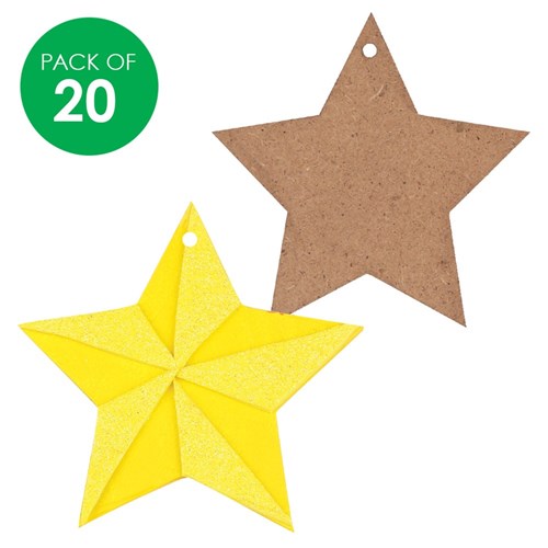 Wooden Star Shapes - Pack of 20