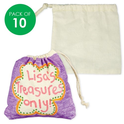 Cotton Drawstring Bags - Small - Pack of 10