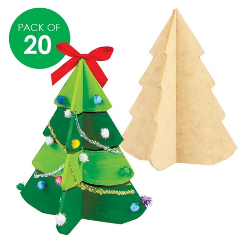 Large 3D Wooden Christmas Trees - Pack of 20