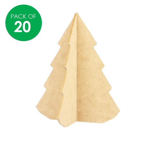 Large 3D Wooden Christmas Trees - Pack of 20