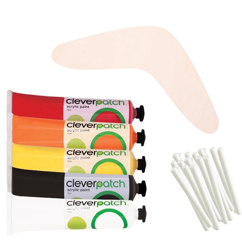 Indigenous Dot Painting Wooden Boomerangs Group Pack