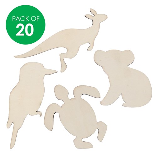 Wooden Australian Animal Shapes - Set 1 - Pack of 20