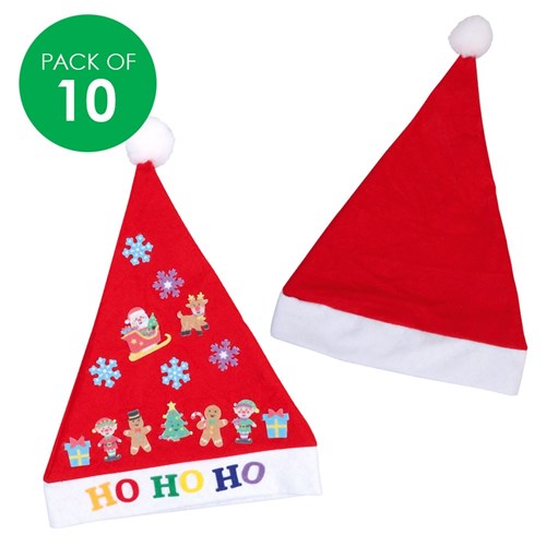 Felt Santa Hats - Pack of 10