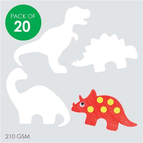 Cardboard Dinosaurs - White - Pack of 20