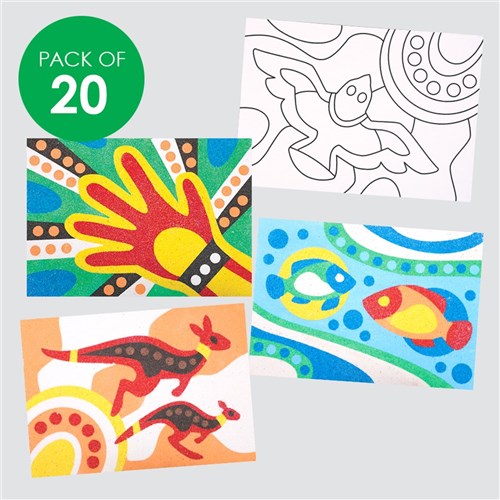 Indigenous Designed Australia Sticky Art Sheets - Pack of 20