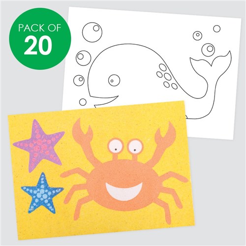 Sea Animals Sticky Art Sheets - Pack of 20
