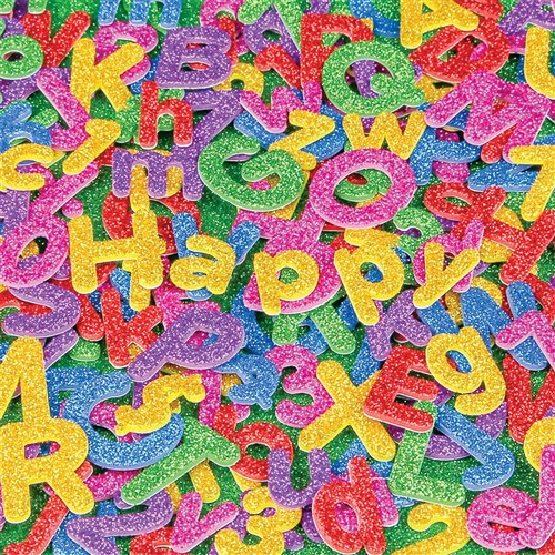 Foam Glitter Alphabet & Number Stickers - Pack of 840