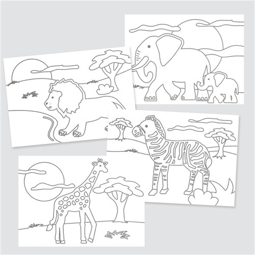 Safari Animals Sticky Art Sheets - Pack of 20