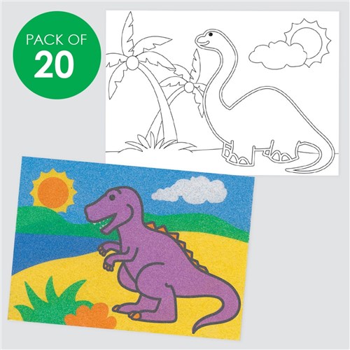 Dinosaurs Sticky Art Sheets - Pack of 20