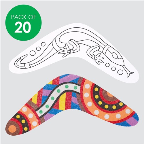 Indigenous Designed Boomerang Sticky Art Shapes - Pack of 20