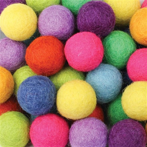 Felt Balls - Bright - Pack of 50