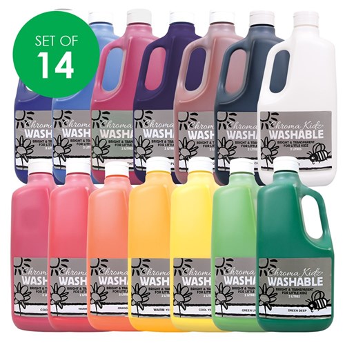 Chroma Kidz Washable Paint - 2L- Set of 14 colours
