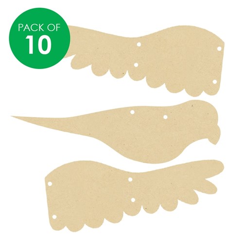 3D Wooden Flying Birds - Pack of 10