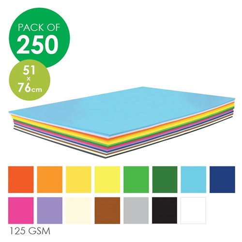 Rainbow Cover Paper - Assorted - 510 x 760mm - Pack of 250