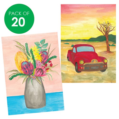 Printed Watercolour Paper - A4 - Assorted - Pack of 20