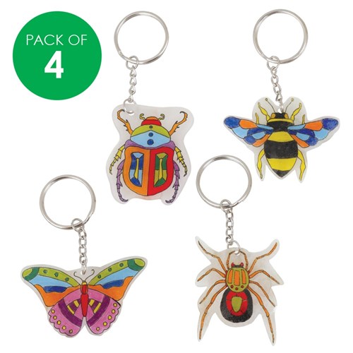 Minibeast Shrink Film Keyrings CleverKit Multi Pack - Pack of 4