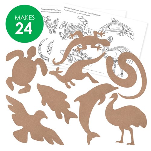 Wooden Indigenous Australian Animals & Templates Kit