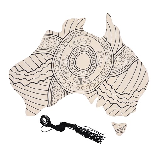 Indigenous Designed Wooden Australia Shapes - Pack of 10
