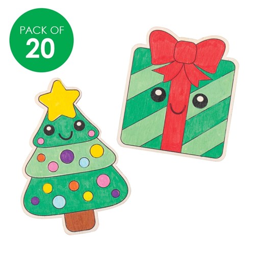 Printed Wooden Magnets - Christmas - Pack of 20