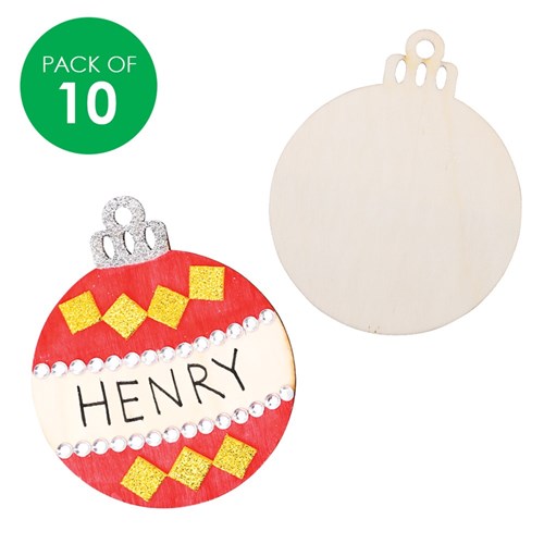 Wooden Christmas Baubles - Pack of 10