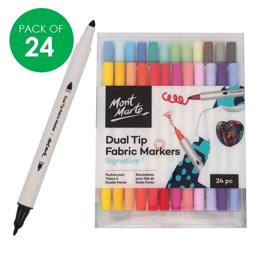 Mont Marte Dual Tip Fabric Markers - Pack of 24