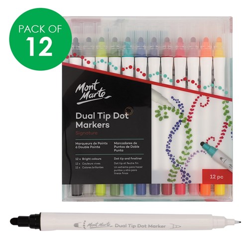 Mont Marte Dual Tip Dot Markers - Pack of 12