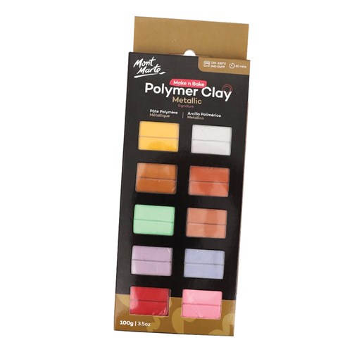 Mont Marte Polymer Clay - Metallic - Pack of 10 (100g)