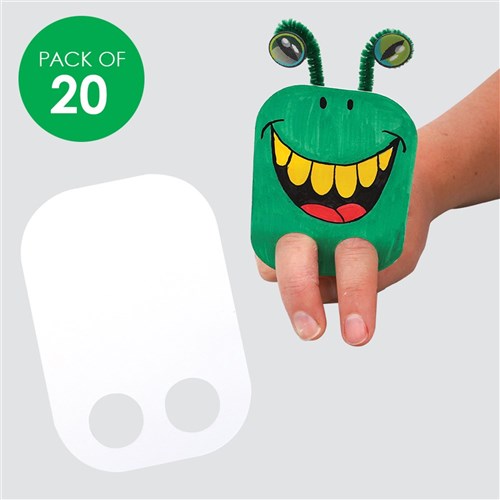 Cardboard Finger Puppets - White - Pack of 20