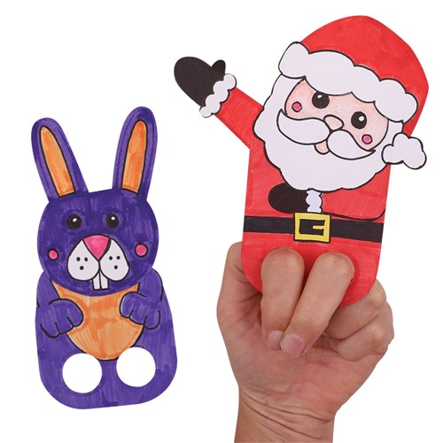 Cardboard Finger Puppets - White - Pack of 20