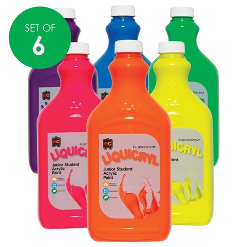 EC Liquicryl Fluorescent Acrylic Paint - 2L - Set of 6 Colours