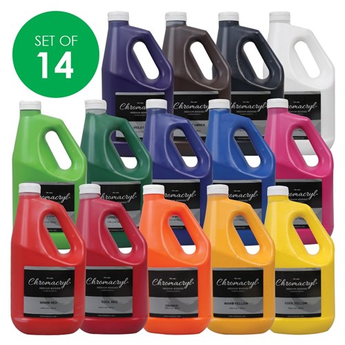 Chromacryl Student Acrylic Paint - 2L - Set of 14 Colours