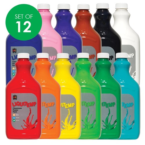 EC Liquitemp Classroom Poster Paint - 2L- Set of 12 Colours