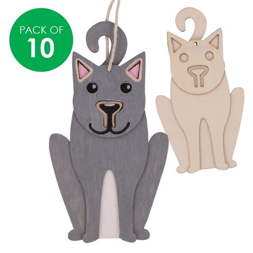 Wooden Layered Cats - Pack of 10