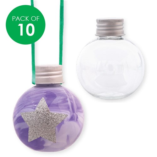 Clear Plastic Baubles - Pack of 10