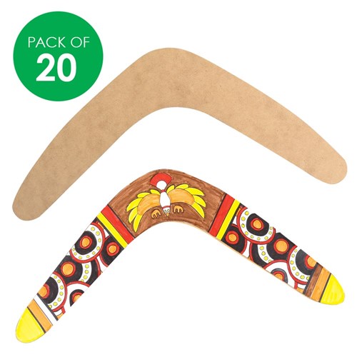 Boomerang Shapes - Wooden - Large - Pack of 20