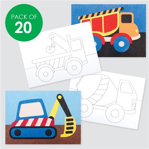 Construction Sticky Art Sheets - Pack of 20