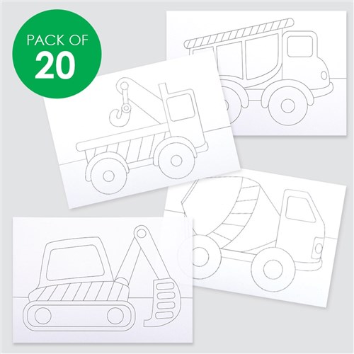 Construction Sticky Art Sheets - Pack of 20