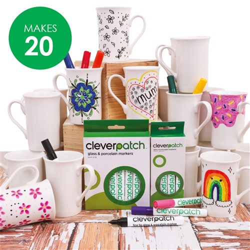 Flared Porcelain Mugs & Markers Bumper Pack