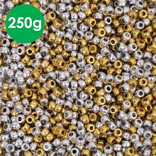 Pony Beads - Gold & Silver - 250g Tub