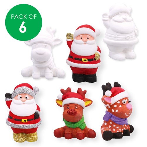 Plaster Christmas Characters - Pack of 6