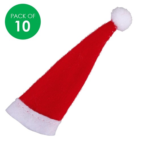 Mini Felt Santa Hats - Pack of 10