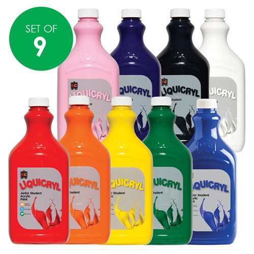 EC Liquicryl Junior Student Acrylic Paint - 2L - Set of 9 Colours
