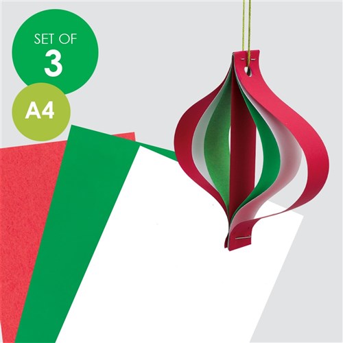 CleverPatch Cover Paper - A4 - Pack of 100 - Set of 3 Christmas Colours