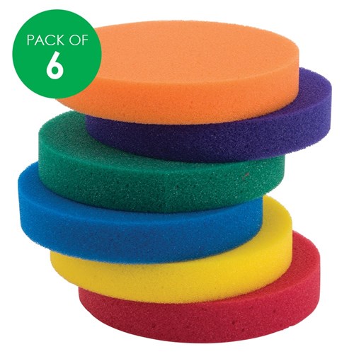 Coloured Round Sponges - Pack of 6