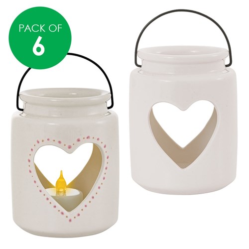 Porcelain Heart Lanterns - Pack of 6