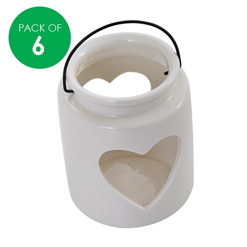 Porcelain Heart Lanterns - Pack of 6