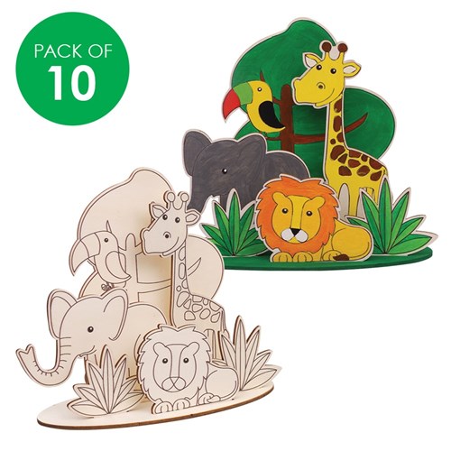 Wooden Dioramas - Jungle Animals - Pack of 10