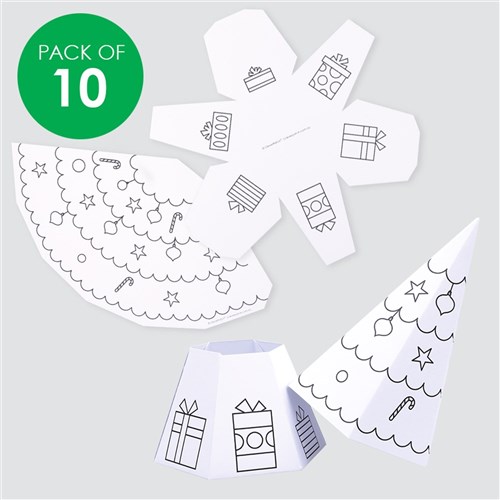 Cardboard Christmas Tree Gift Boxes - Pack of 10